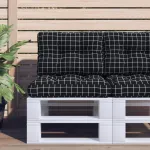 Pernă de paleți, negru, carouri, 60x40x12 cm, textil GartenMobel Dekor