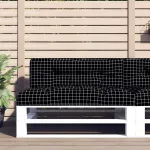 Pernă de paleți, negru carouri, 120x40x12 cm, textil GartenMobel Dekor