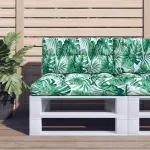 Perne de paleți, 2 buc., model cu frunze, textil GartenMobel Dekor