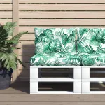 Perne de paleți, 2 buc., model cu frunze, textil GartenMobel Dekor