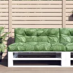 Perne de paleți, 2 buc., model cu frunze, textil GartenMobel Dekor
