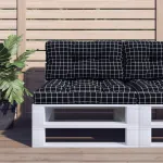 Perne de paleți, 2 buc., negru carouri, textil GartenMobel Dekor