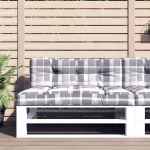 Perne pentru paleți, 2 buc. gri, țesătură, model cu carouri GartenMobel Dekor