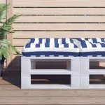 Pernă paleți albastru/alb 58x58x10 cm țesătură Oxford dungi GartenMobel Dekor