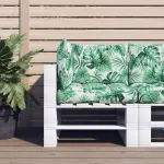 Perne de paleți, 3 buc., model cu frunze, material textil GartenMobel Dekor