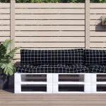 Perne pentru paleți, 2 buc, negru, model carouri, textil oxford GartenMobel Dekor