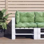 Perne pentru paleți, 3 buc., model de frunze, țesătură oxford GartenMobel Dekor