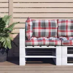 Perne pentru paleți, 3 buc., roșu carouri, material textil GartenMobel Dekor