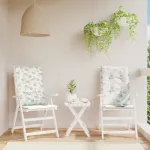 Perne de scaun spătar înalt, 2 buc., model frunze, textil GartenMobel Dekor