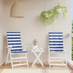 Perne de scaun spătar înalt, 2 buc. dungi albastre&albe, textil GartenMobel Dekor