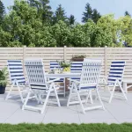Perne de scaun spătar înalt, 6 buc. dungi albastre&albe, textil GartenMobel Dekor