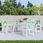 Perne de scaun spătar jos, 4 buc., model frunze, textil GartenMobel Dekor
