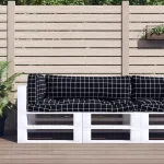 Perne pentru paleți, 3 buc, negru, model carouri, textil oxford GartenMobel Dekor
