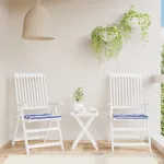 Perne scaun grădină 2 buc dungi albastru&alb 50x50x4 cm, textil GartenMobel Dekor
