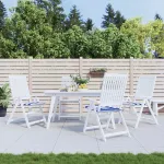 Perne scaun grădină 4 buc dungi albastru&alb, 40x40x4 cm textil GartenMobel Dekor