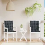 Perne de scaun spătar jos, 2 buc. negru, model carouri, textil GartenMobel Dekor