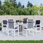 Perne de scaun spătar jos, 6 buc. negru, model carouri, textil GartenMobel Dekor