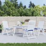 Perne de scaun, 4 buc., albastru&alb, 50x50x7 cm, textil oxford GartenMobel Dekor