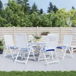 Perne de scaun, 6 buc., albastru&alb, 50x50x7 cm, textil oxford GartenMobel Dekor