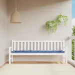 Pernă bancă de grădină, dungi albastru/alb, 200x50x7 cm, textil GartenMobel Dekor