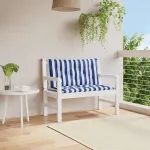 Perne bancă grădină, 2 buc., albastru&alb, 100x50x7 cm, textil GartenMobel Dekor