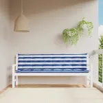 Perne bancă, 2 buc, dungi albastre și albe, 200x50x7 cm, textil GartenMobel Dekor