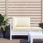 Perne de canapea din paleți, 3 buc., alb crem, material textil GartenMobel Dekor