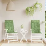 Perne de scaun spătar înalt, 2 buc, model frunze, textil Oxford GartenMobel Dekor