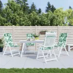 Perne de scaun spătar înalt, 4 buc, model frunze, textil Oxford GartenMobel Dekor