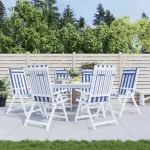 Perne de scaun spătar înalt, 6 buc. dungi albastre&albe, textil GartenMobel Dekor