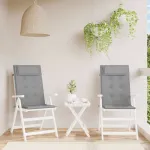 Perne scaun cu spătar înalt 2 buc, gri, țesătură Oxford GartenMobel Dekor