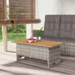 Masă de grădină gri 100x50x43/63 cm lemn acacia și poliratan GartenMobel Dekor