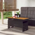 Masă de grădină negru 100x50x43/63 cm lemn acacia și poliratan GartenMobel Dekor