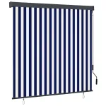 Rulou textil Albastru și Alb 180 x 250 cm Țesătură și Aluminiu GartenMobel Dekor