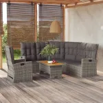 Set mobilier de grădină cu perne, 3 piese, gri, poliratan GartenMobel Dekor