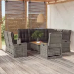 Set mobilier de grădină cu perne, 4 piese, gri, poliratan GartenMobel Dekor