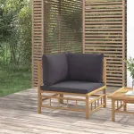 Canapea colțar de grădină, perne gri închis, bambus GartenMobel Dekor
