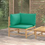 Canapea de colț pentru grădină, perne verzi, bambus GartenMobel Dekor
