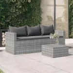 Canapea de grădină cu perne, cu 3 locuri, gri, poliratan GartenMobel Dekor