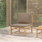 Canapea de mijloc pentru grădină, perne gri taupe, bambus GartenMobel Dekor