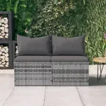 Canapele de mijloc de grădină cu perne, 2 buc., gri, poliratan GartenMobel Dekor