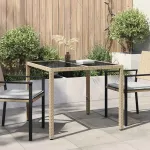 Masă de Grădină Bej 90 x 90 x 75 cm poliratan GartenMobel Dekor