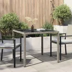 Masă de Grădină Gri 90 x 90 x 75 cm poliratan GartenMobel Dekor