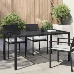 Masă de Grădină Negru 150 x 90 x 75 cm poliratan GartenMobel Dekor