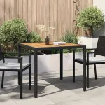 Masă de Grădină Negru 90 x 90 x 75 cm poliratan GartenMobel Dekor