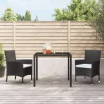 Scaune de grădină cu perne, 2 buc., poliratan negru (doar UK/IE/FI/NO) GartenMobel Dekor