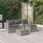 Set mobilier de grădină cu perne, 3 piese, gri, poliratan GartenMobel Dekor