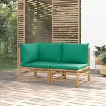 Set mobilier de grădină cu perne verzi, 2 piese, bambus GartenMobel Dekor