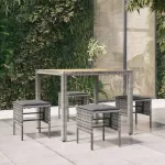Taburete de grădină cu perne, 4 buc., gri, poliratan GartenMobel Dekor