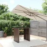 Masă de bar cu blat din sticlă, maro, 105x80x110 cm, poliratan GartenMobel Dekor
